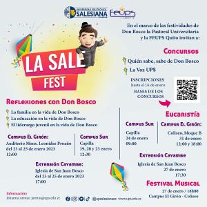 Afiche del evento Fiestas de San Juan Bosco “La Sale Fest 2023”
